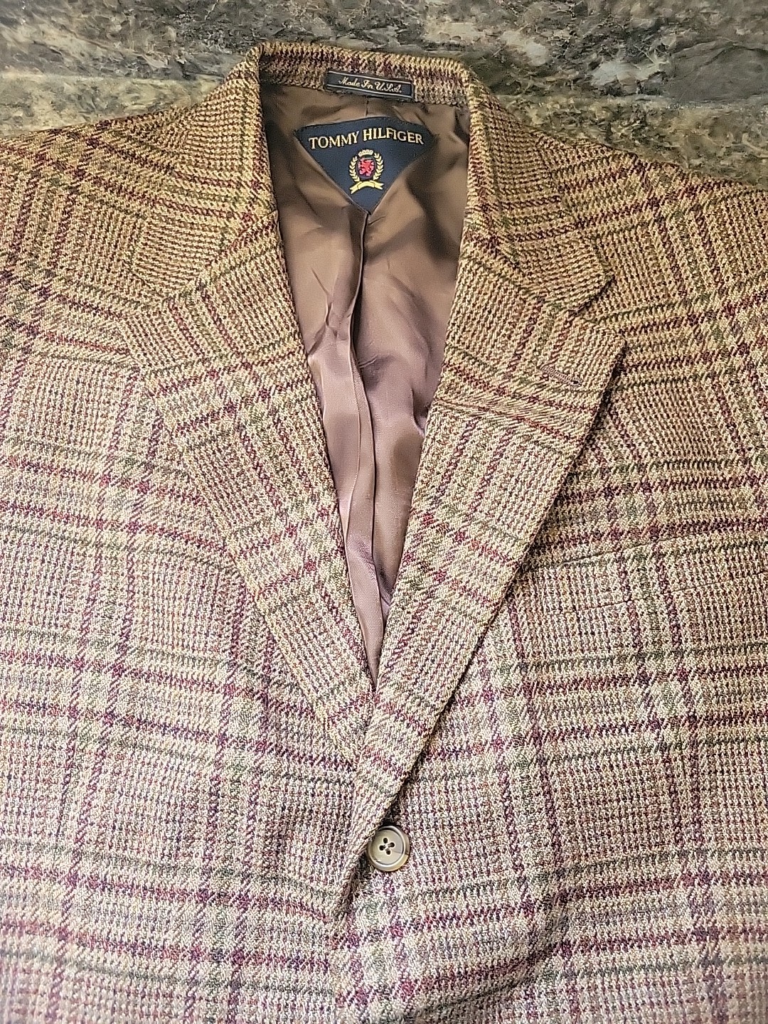 Tommy Hilfiger Tweed Jacket Mens 42R Houndstooth Wool Blazer