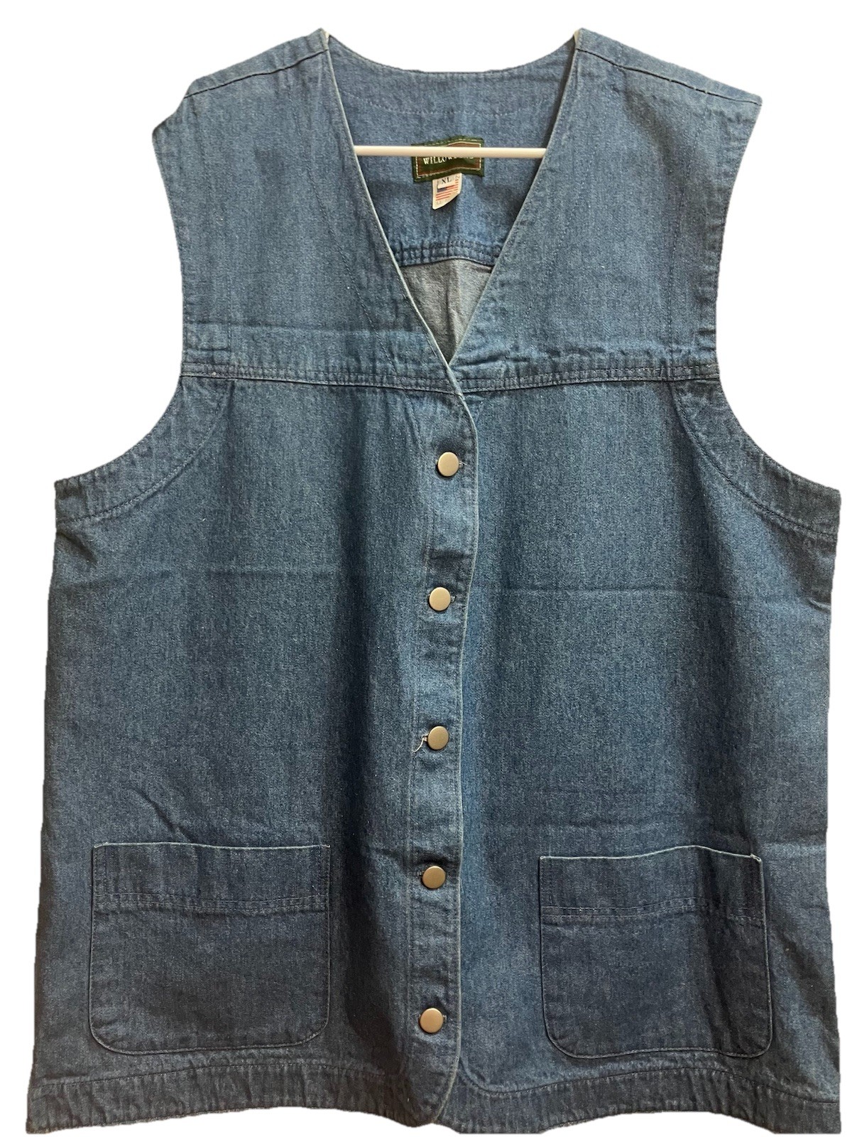 VINTAGE Willow end Denim Vest Womens Medium Blue Utility Boho Western 90s USA