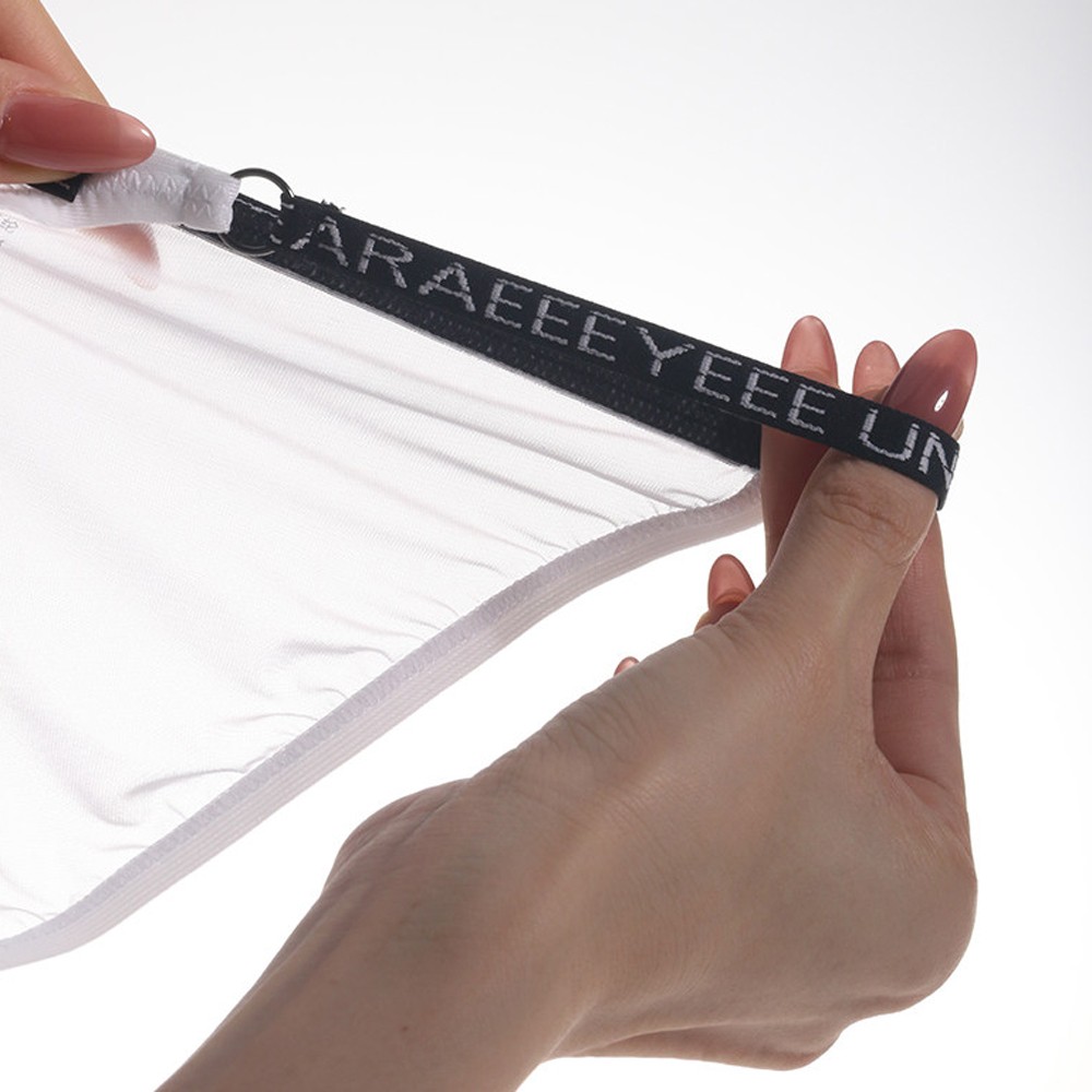 Men Sexy Ice Silk Transparent Underwear Low-rise Panties Breathable Pouch Briefs