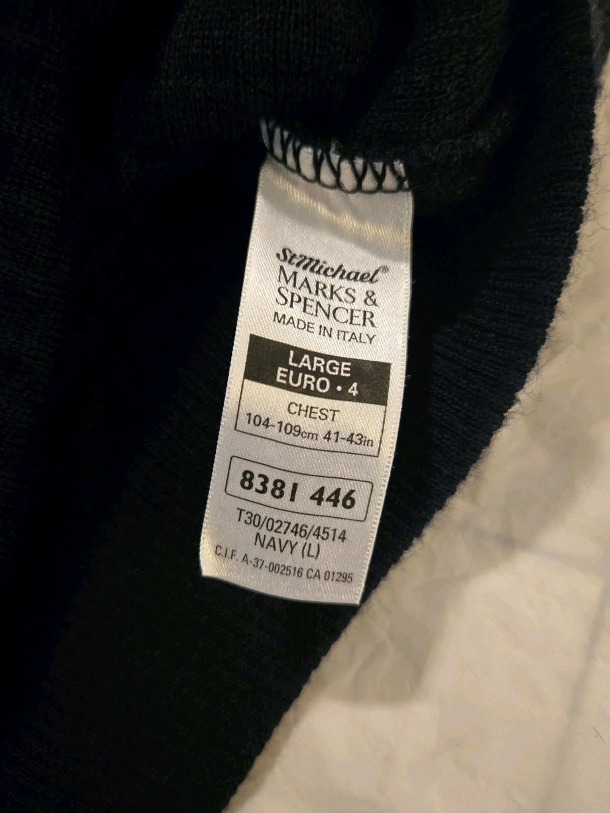 Marks & Spencer St Michael Men’s Navy Textured Crew Neck Sweater S L Made Italy