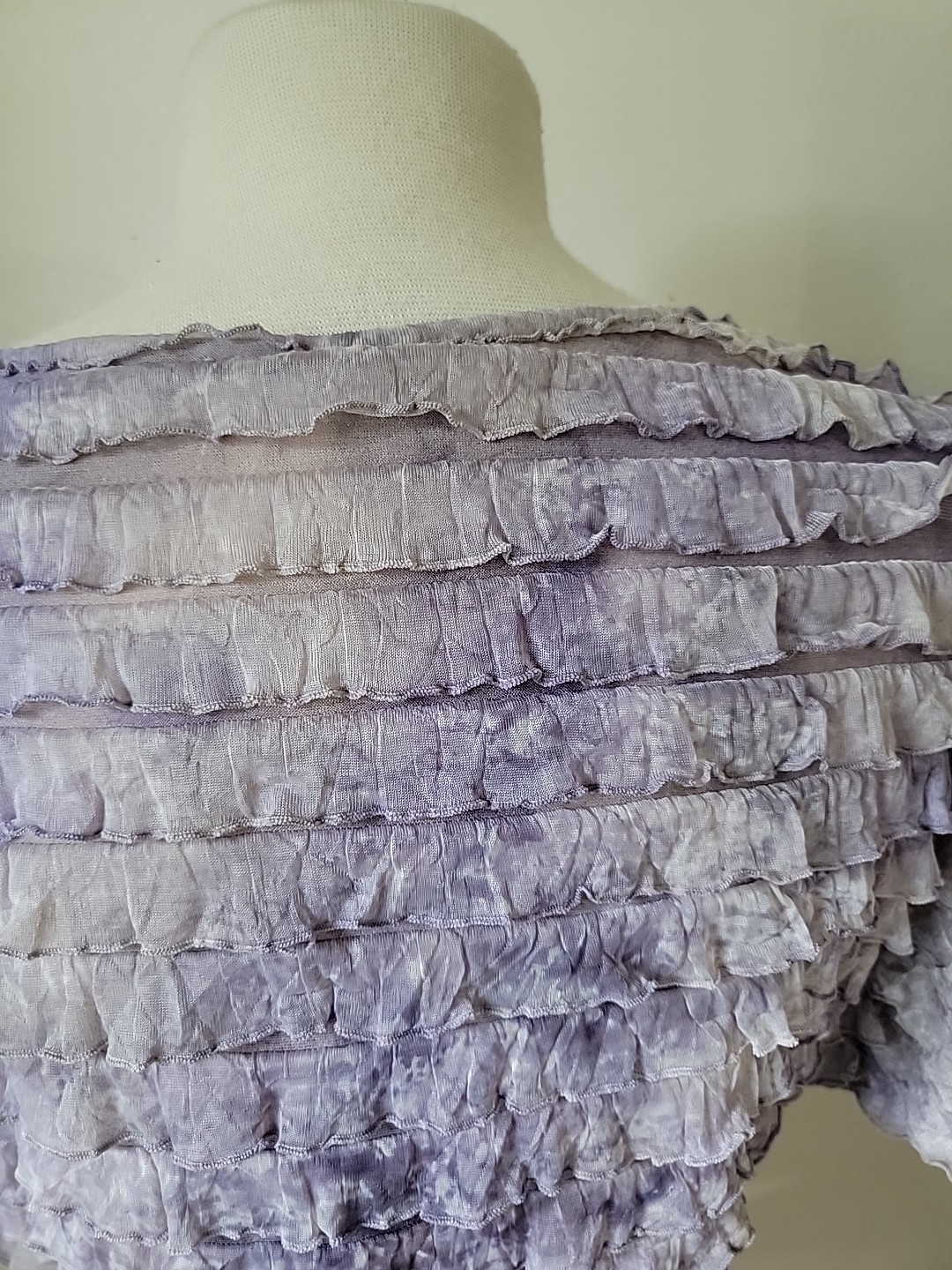 Vintage Pretty Angel Ruffle Top Medium Purple Crop Silk Blend Festival Boho