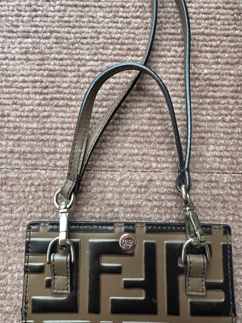 FENDI Mini Zucca Shoulder Pouch Smartphone Bag Womens 17.5×11 cm Auth From Japan