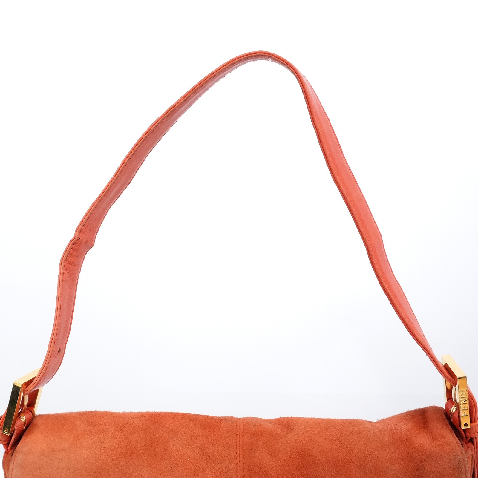 FENDI Gold FF Logo Mamma Baguette 26325 Shoulder Bag Orange Auth #58372A