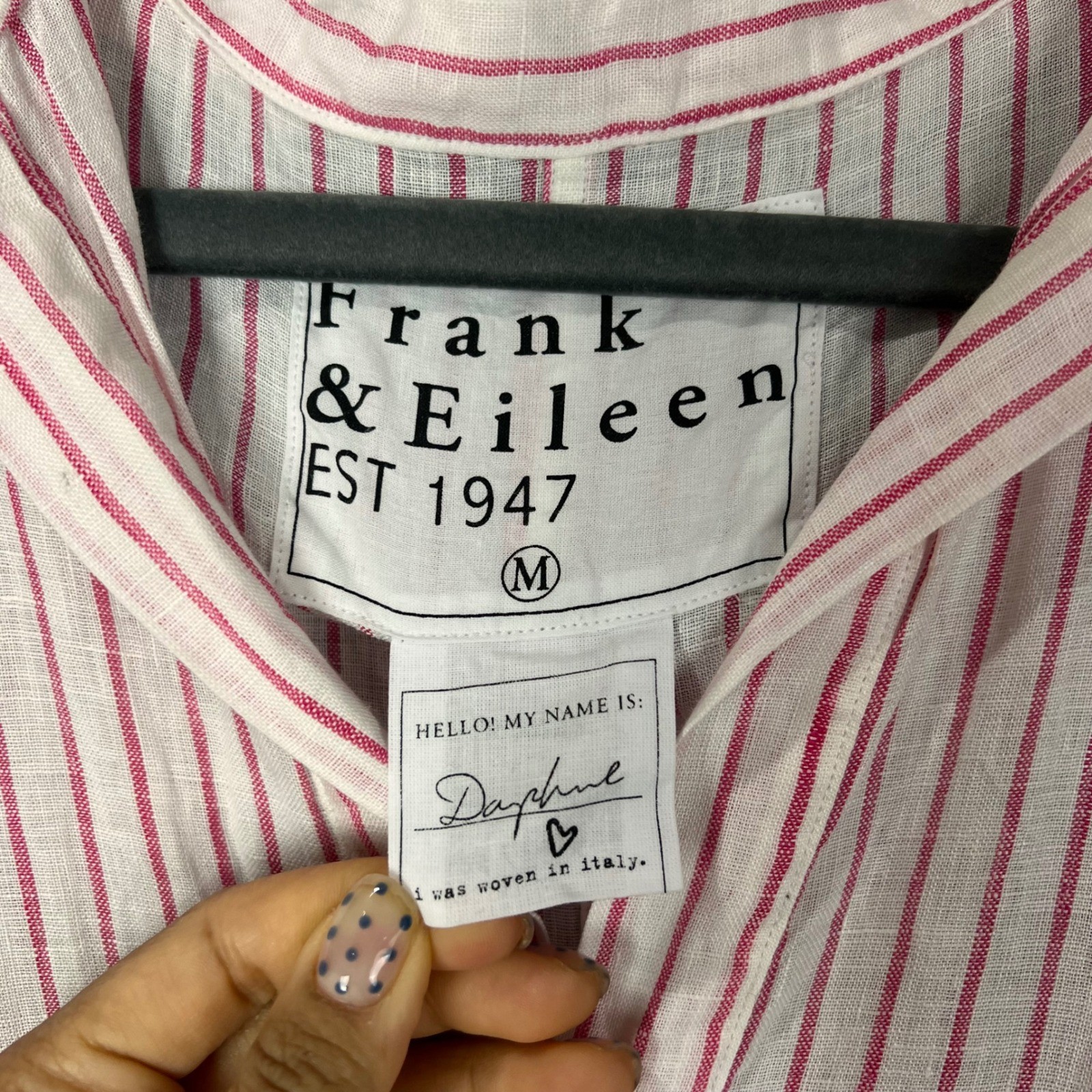Frank & Eileen Excellent Daphne Dress Womens Medium Pink White Striped Linen