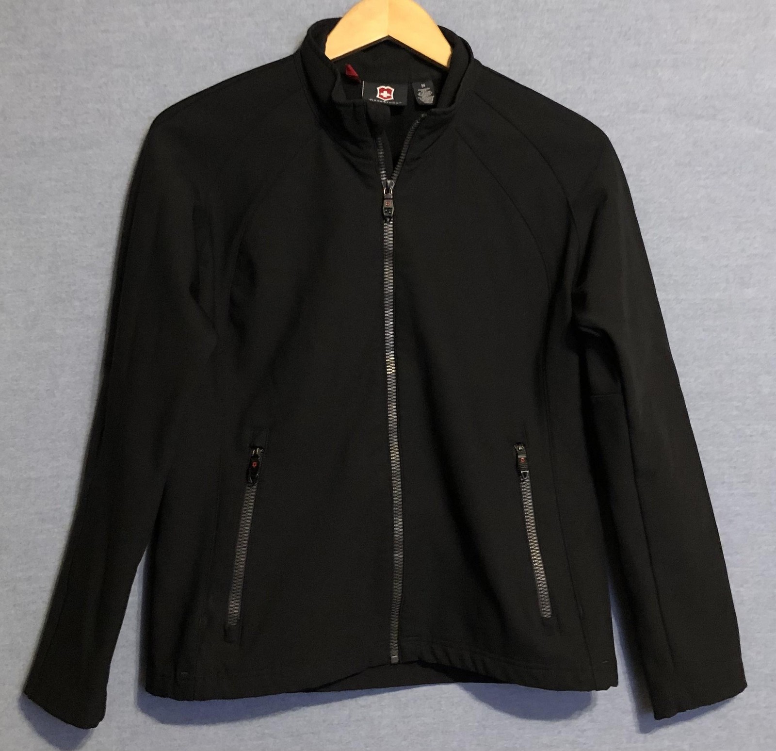 Victorinox Softshell Jacket Mens Medium M Black Fleece Lined Full Zip Hiking