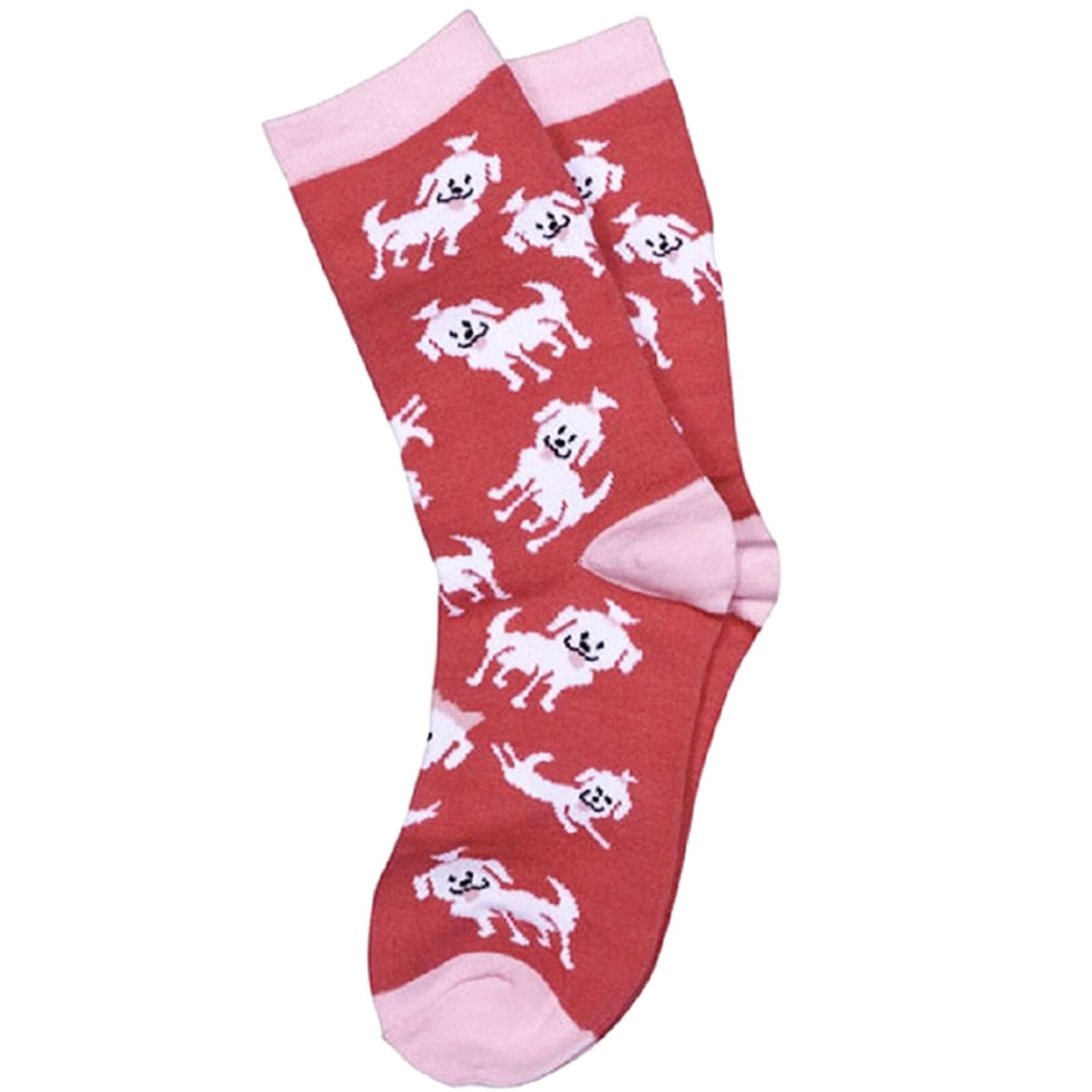 Fluffy Dog, Women’s Hot Pink All Over Dog Print Crew Socks – NWT