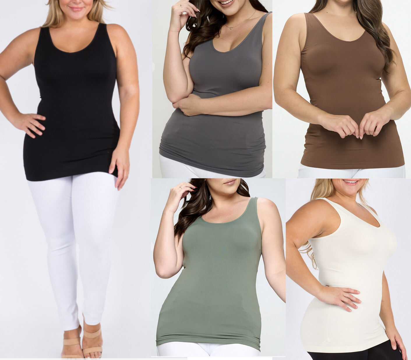 Yelete SML630 PLUS Seamless Tank U or V Reversible Neckline ONE SIZE 1X – 3X