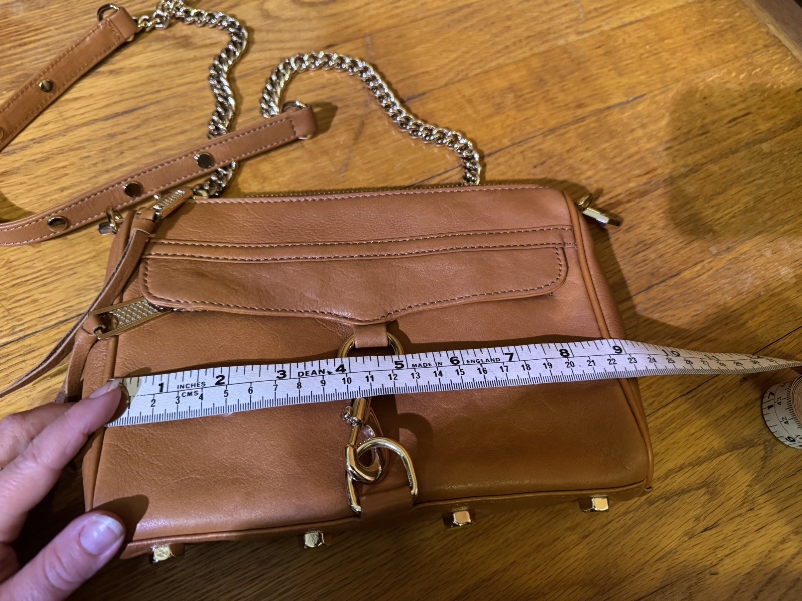 Rebecca Minkoff Mini Mac Tan Leather Chain Crossbody Shoulder Hand Bag Purse