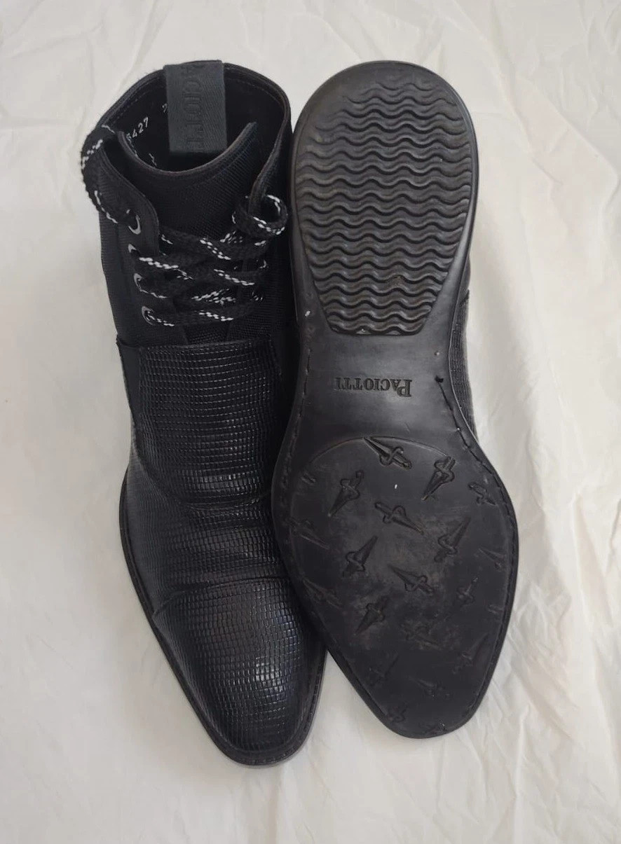Cesare Paciotti Men Black Lizard Embossed Leather High Top Boot Italy Size 7