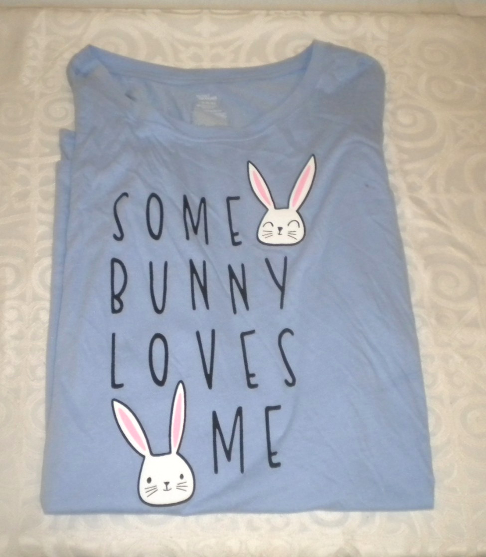 SECRET TREASURES PULLOVER NIGHTSHIRT SZ LG XL LENGTH 35″ BLUE SOME BUNNY BOX17