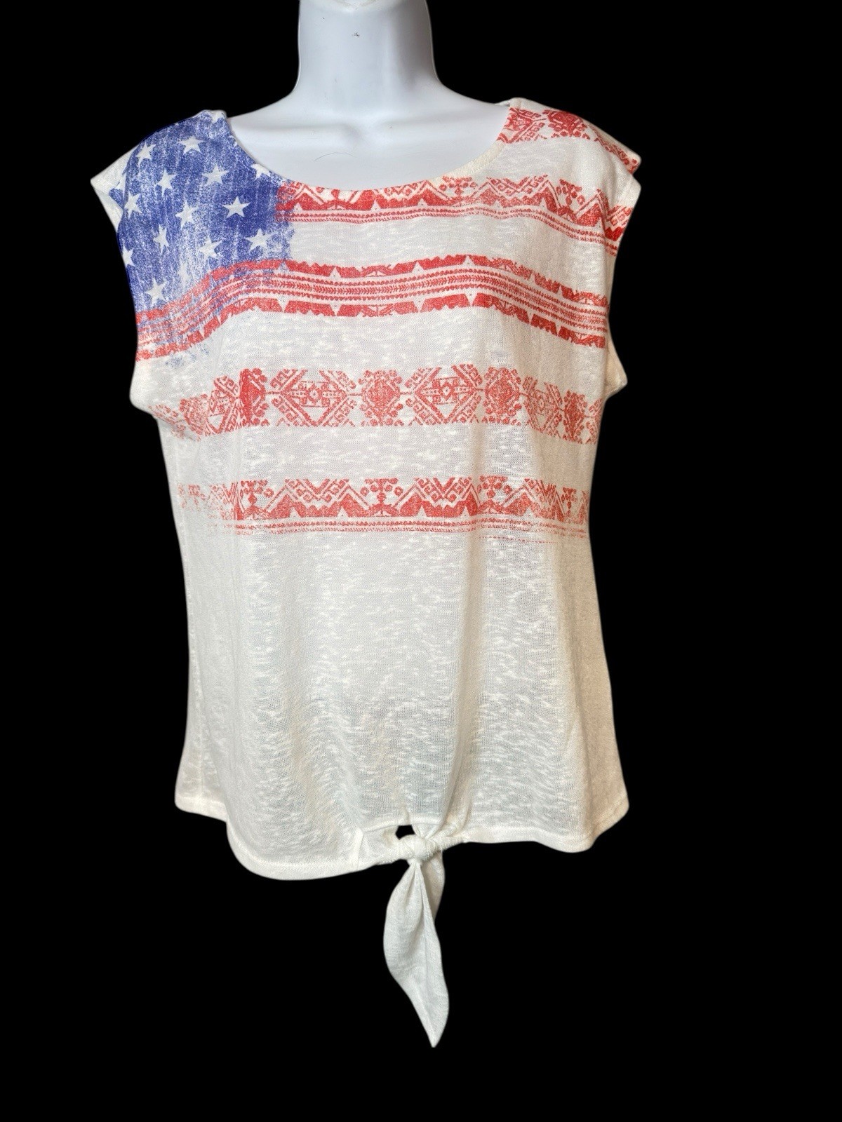 Kate & Sam USA Theme Semi Sheer Top Tie At Bottom Grunge Hipster