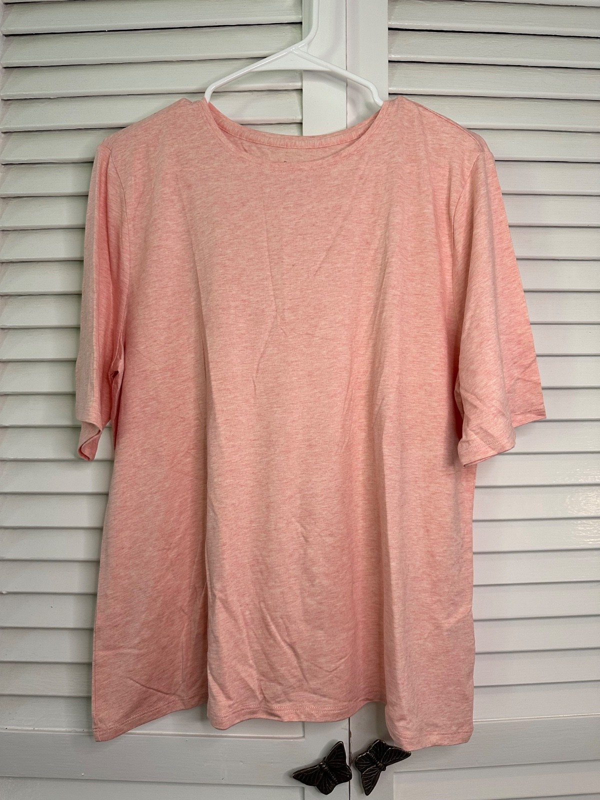 Garnet Hill Size XL Heather Pink Organic Pima Cotton Tencel Blend Knit Shirt