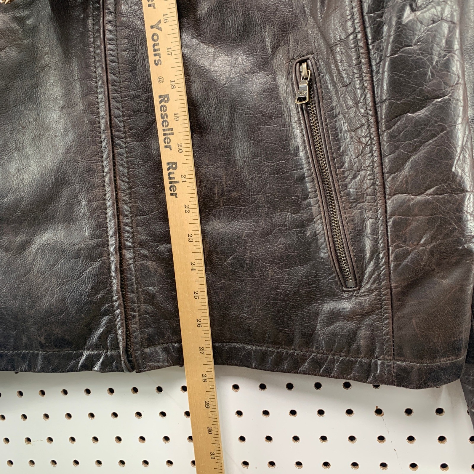 Dockers Leather Cafe Racer Jacket Mens XL Espresso Brown Moto Quilted Lining
