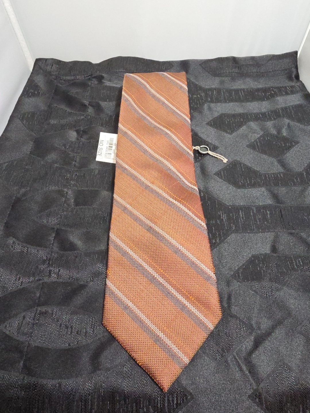 Joseph Abboud Brown Gray Striped Silk Necktie 3-3/4” Wide 59” Length NWT