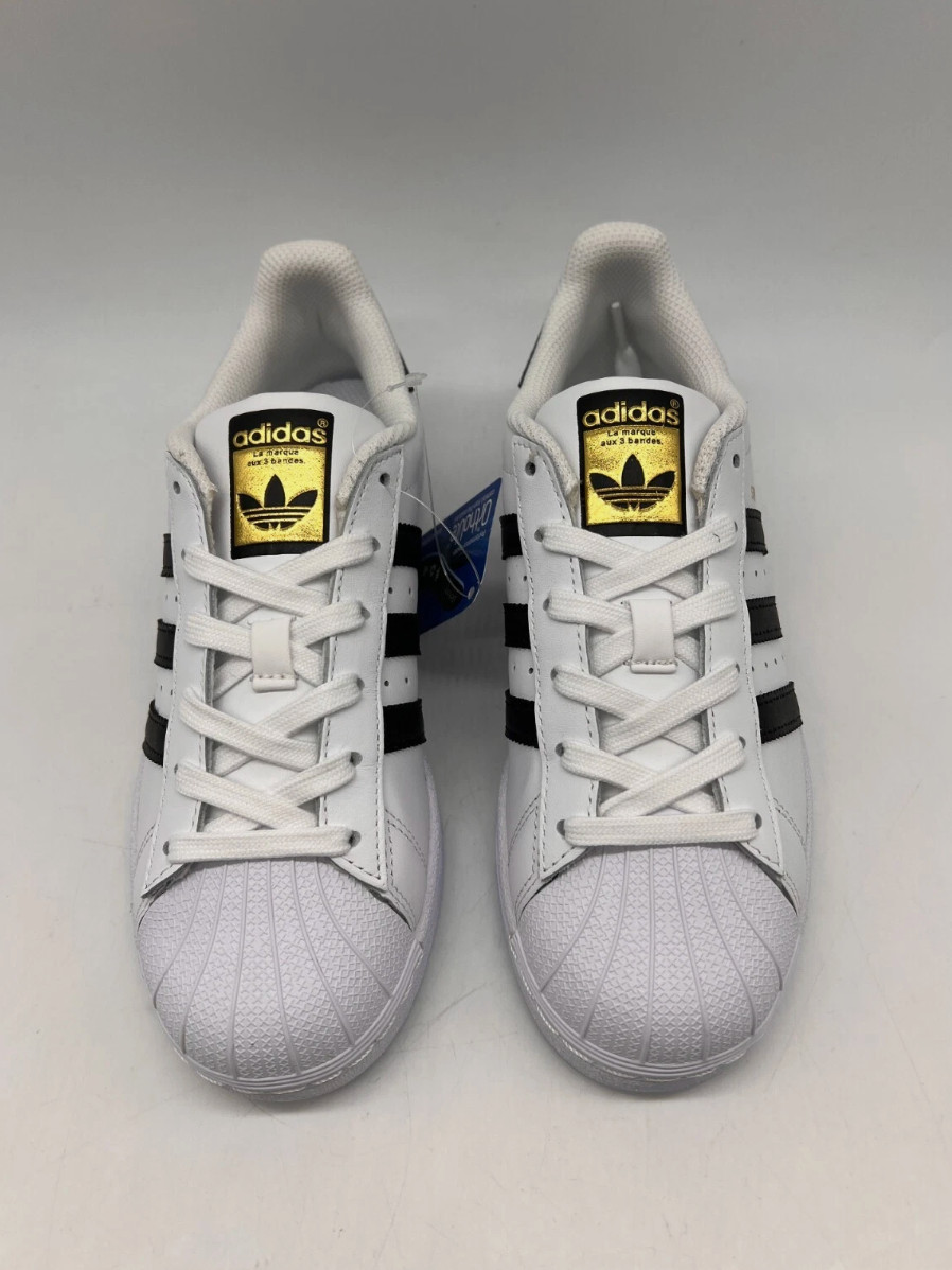 adidas Superstar J White w/ Black Shell Toe Kids Sneakers C77154