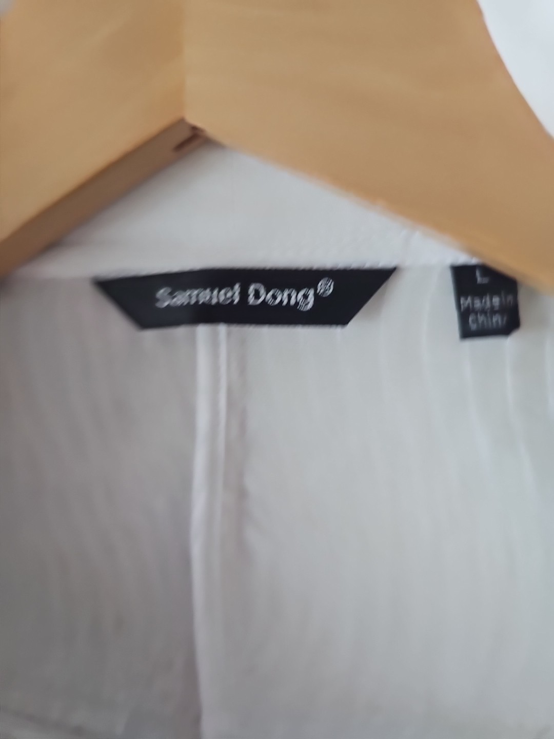 SAMUEL DONG Victorian Ruffle Trim Texured White Zipper Blouse 3/4 Sleeve Cuff L