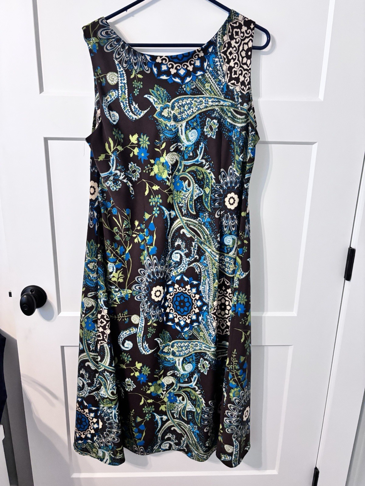 Studio I Dress Womens Midi Shift Sz 14w Sleeveless Paisley Floral Classic