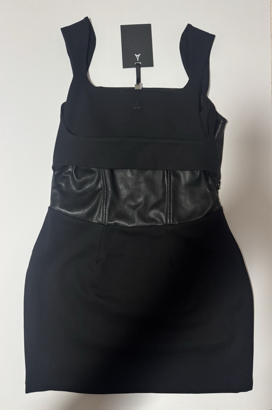 Maniere De Voir gathered embellishment ruched faux leather mini dress black 12