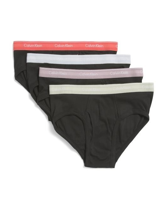 Calvin Klein Four Pack Classic Fit Cotton Underwear Hip Briefs Black Red Green
