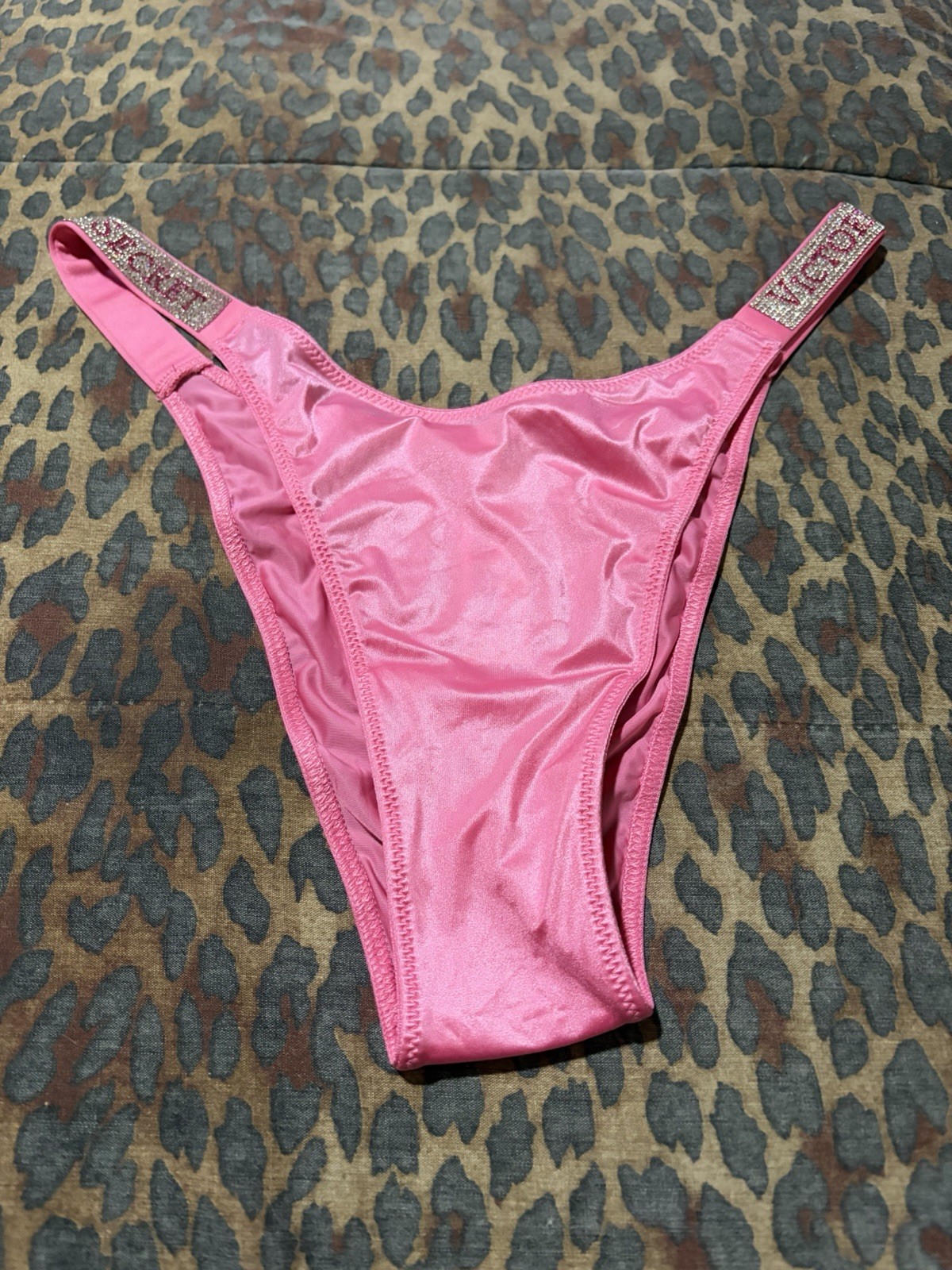 Victoria’s Secret ROSE GARDEN Rhinestone Shine Strap Brazilian Panty NWT Lg