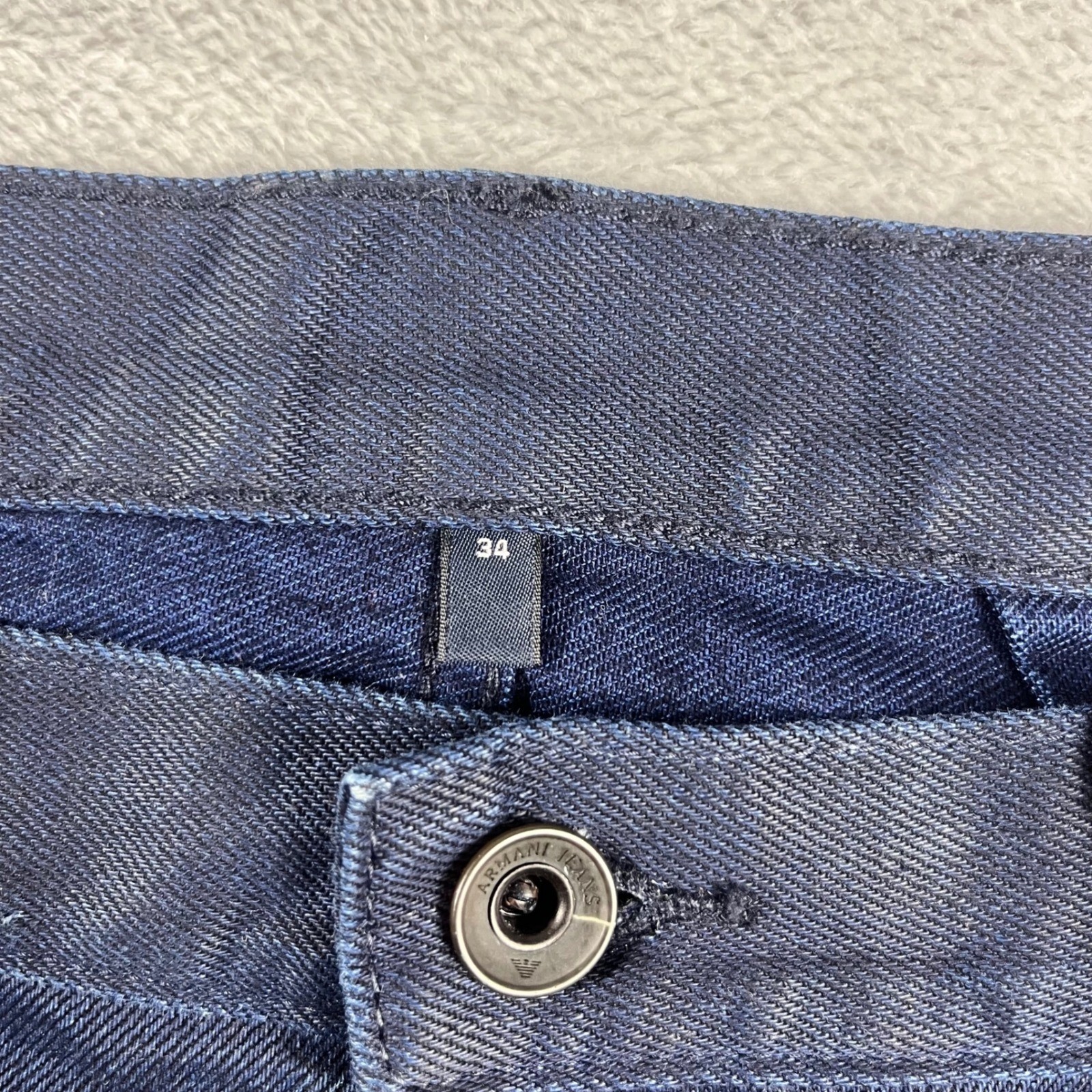 Armani Jeans J45 Slim Fit Indigo Blue Pants Mens Size 34 Designer Trousers