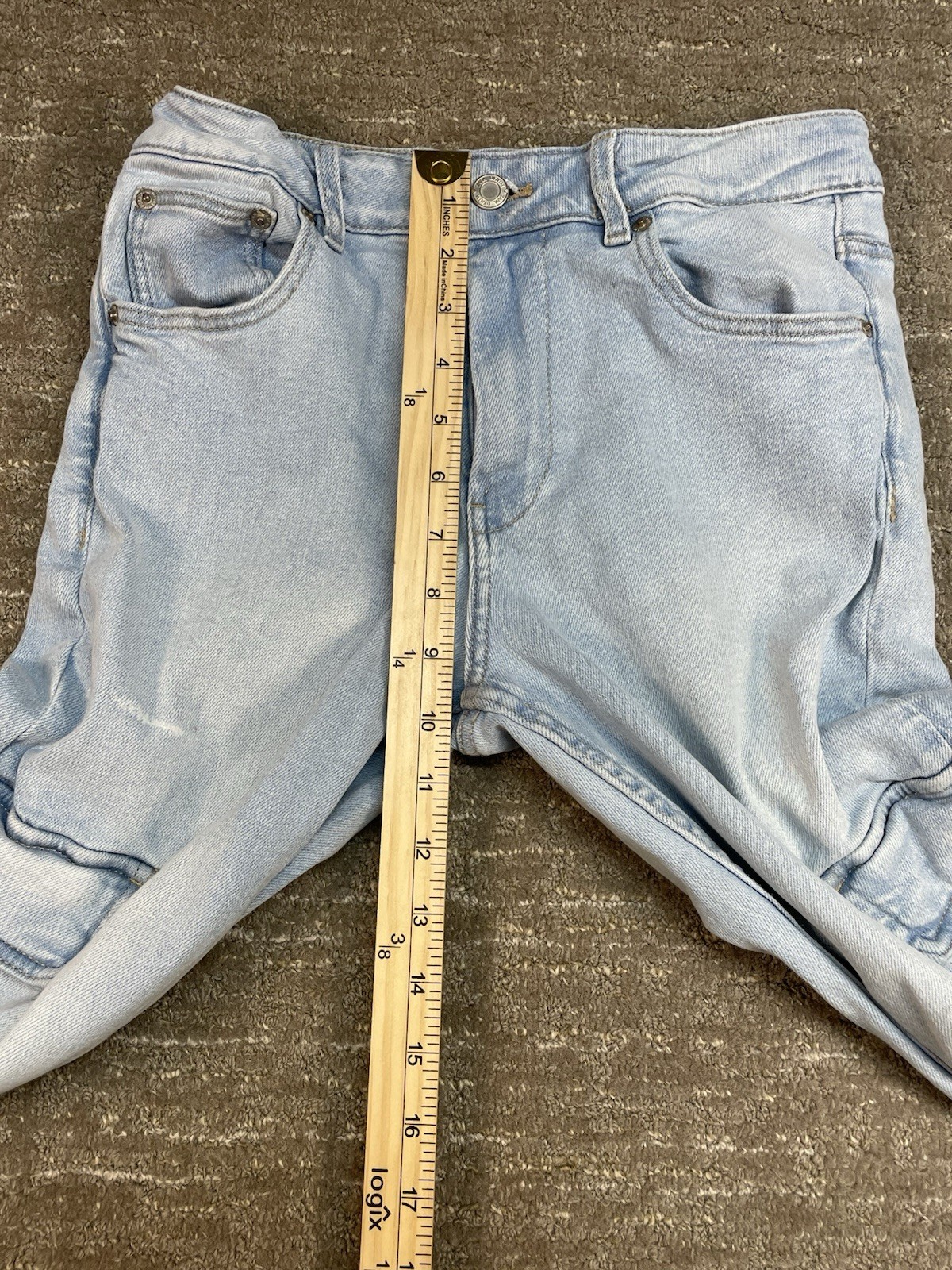 Zara Size 13–14 Cm 164 Adjustable Waist Cargo Jeans Light Wash Raw Hem