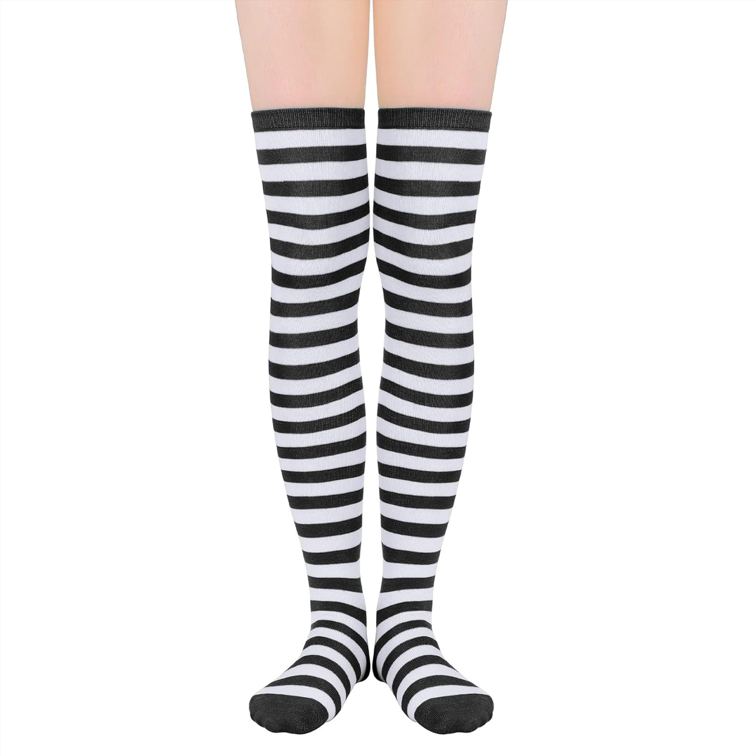 Womens Stripes Thigh High Socks Thigh Highs Casual Knee High Stockings