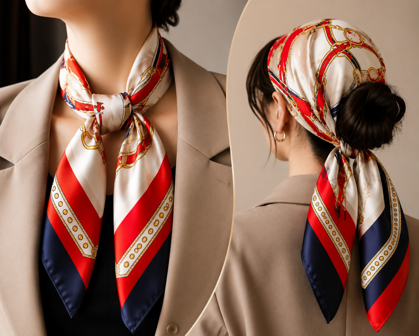 5-Pack Silk Like Satin Square Scarf 70x70cm, Floral Head Neck Hair Scarf