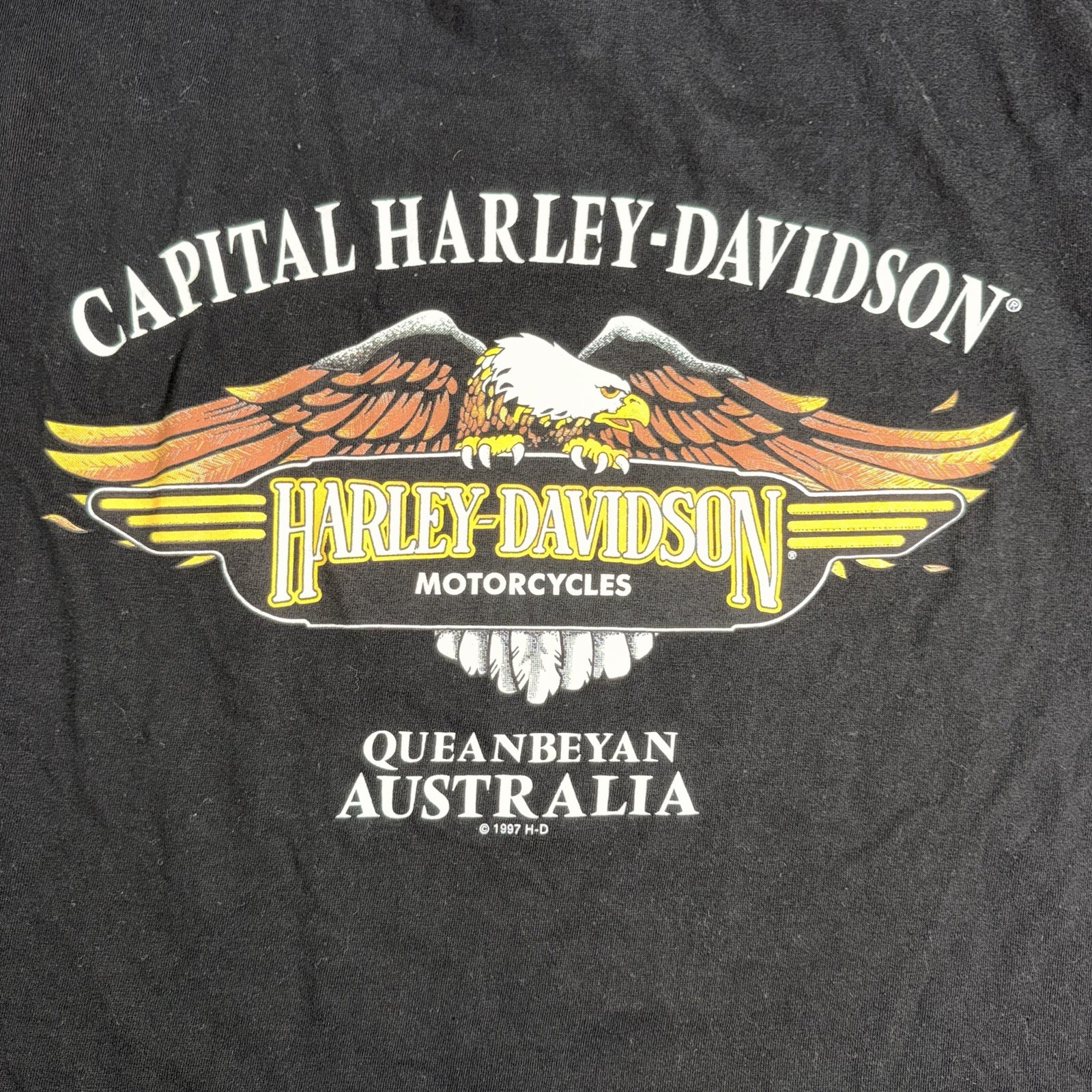 Vintage 2005 Harley Davidson Australia T Shirt Black Eagle Biker Motorcycle XXL