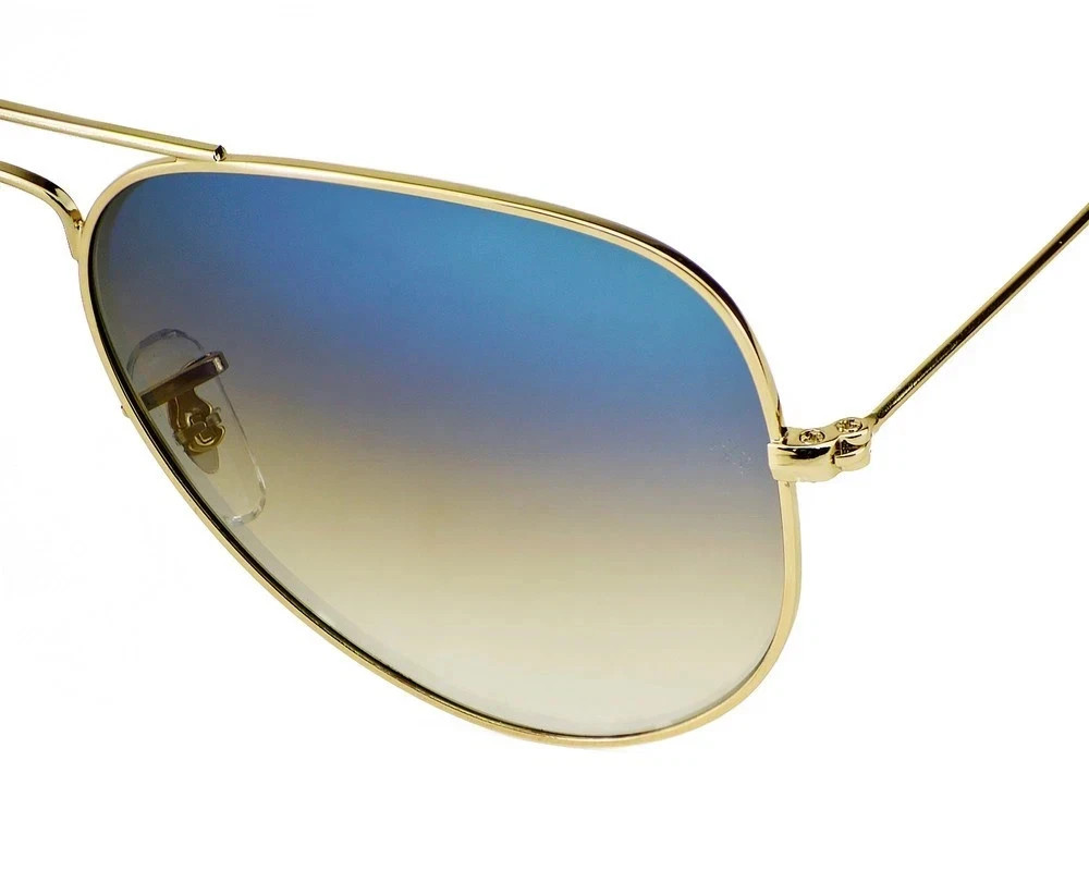 Ray-Ban Sunglasses RB3025 Aviator Gradient Gold Frame Light Blue Lenses 58mm