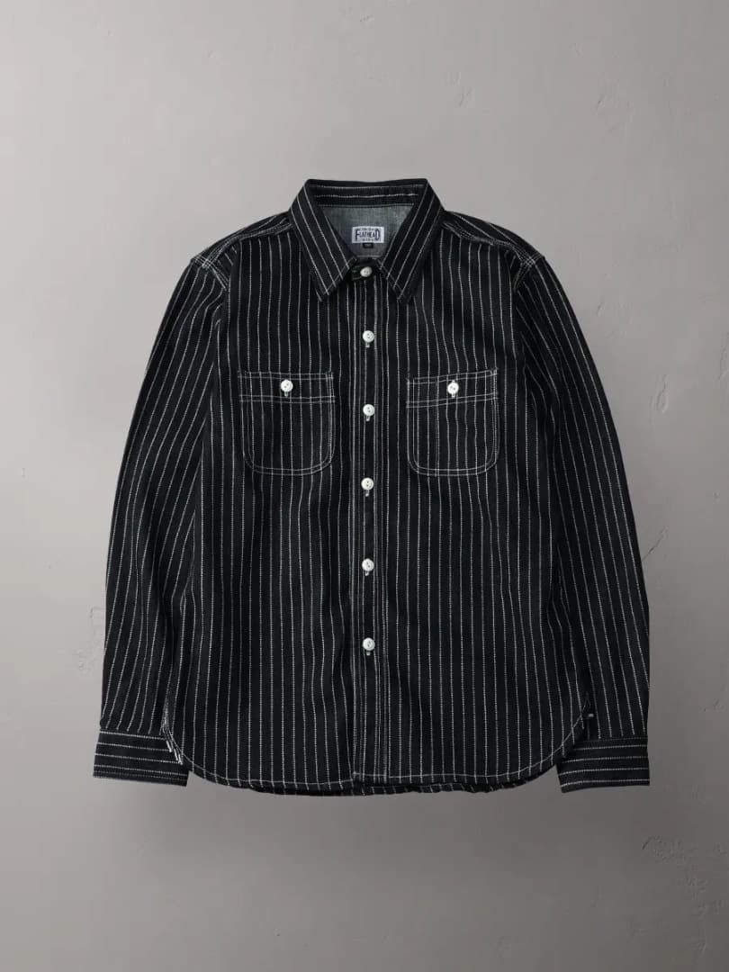 The Flat Head Wabash Work Shirt 10oz Denim 44 Unused New JAPAN