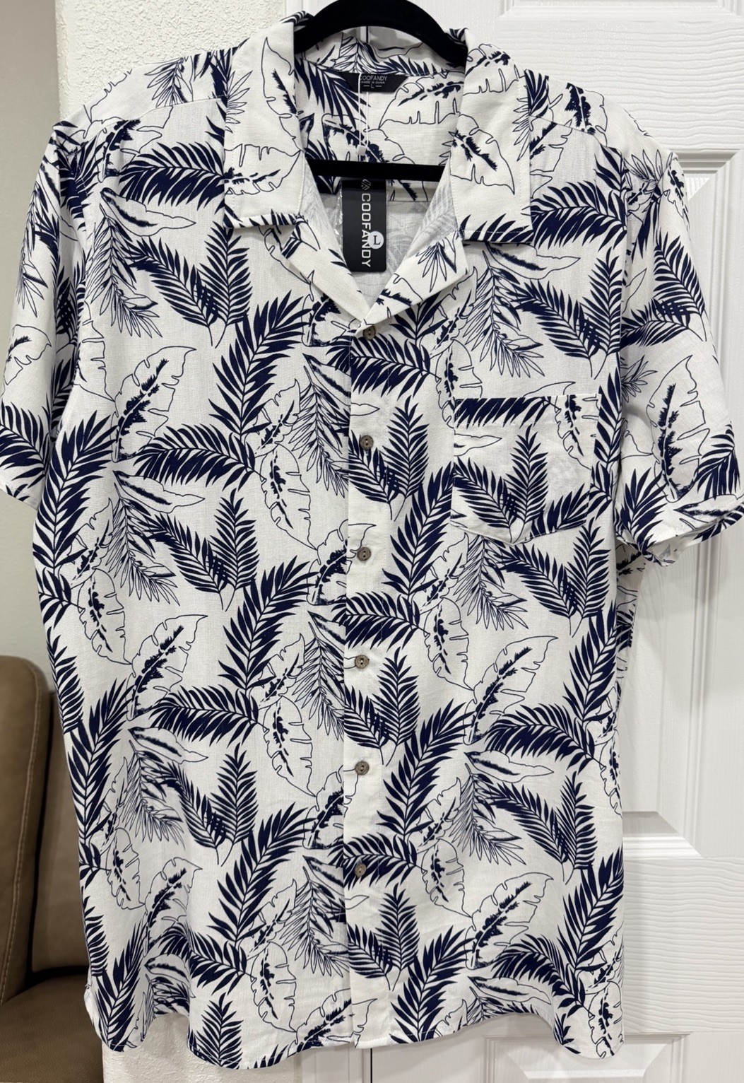 Men’s COOFANDY button down Tropical Beach Bohemian Shirt & Pants Set L