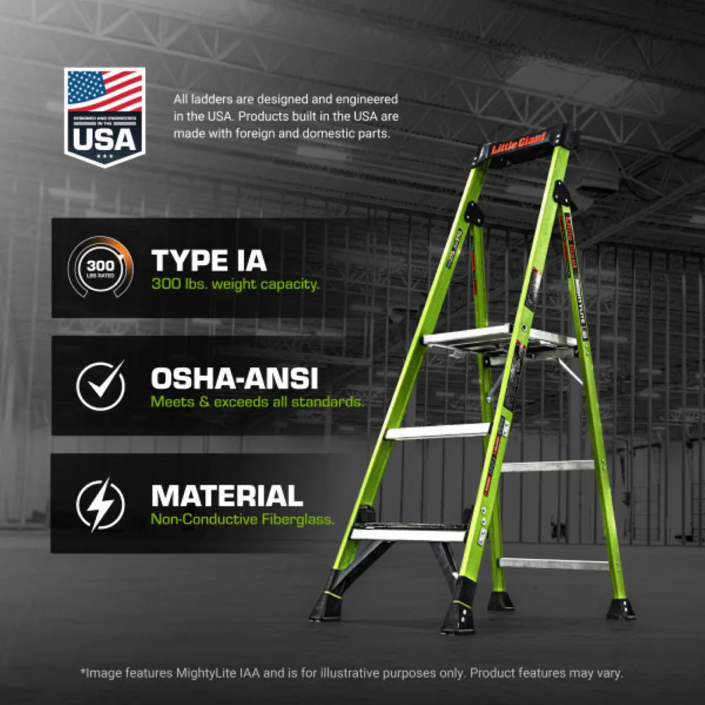 Little Giant Ladders MightyLite 6-ft ( 10-ft Reach Height ) Fiberglass Ty|126595