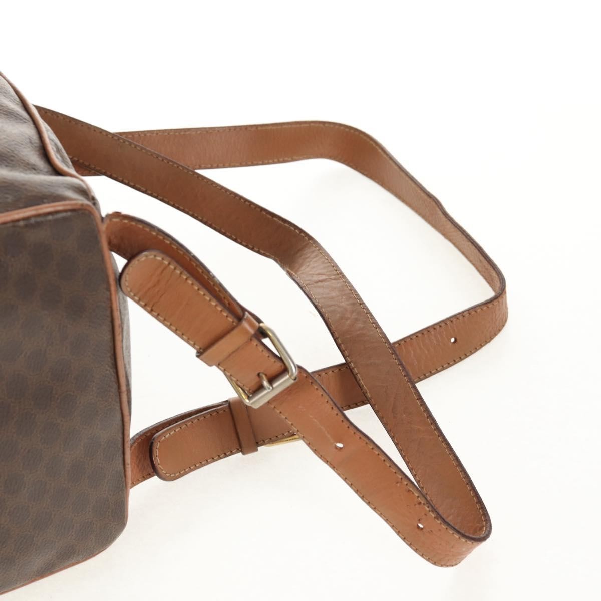 CELINE Macadam Canvas Backpack PVC Leather Brown Gold Auth bs31713