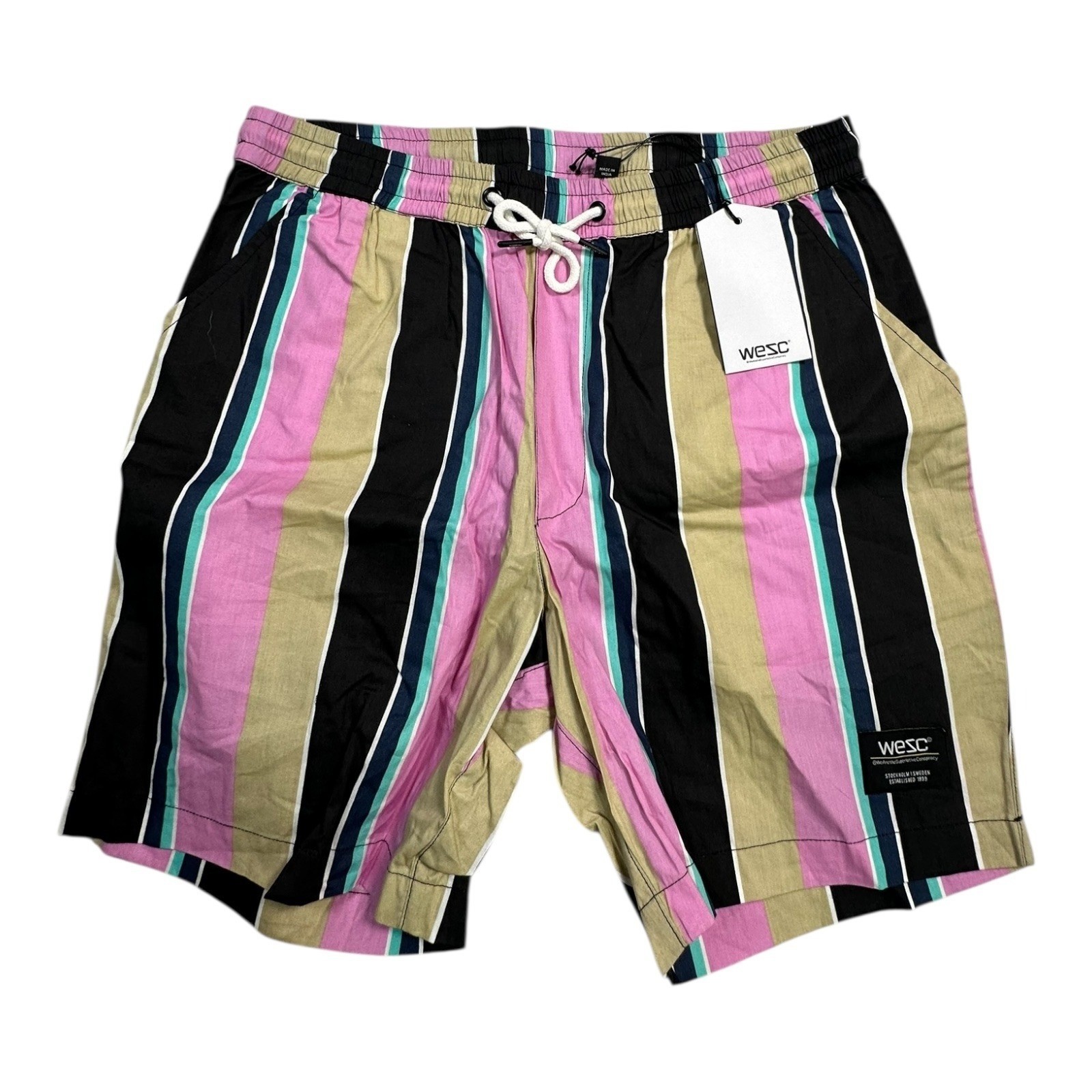 WESC Women’s Striped Swim Trunks Shorts Beach Resort Size L