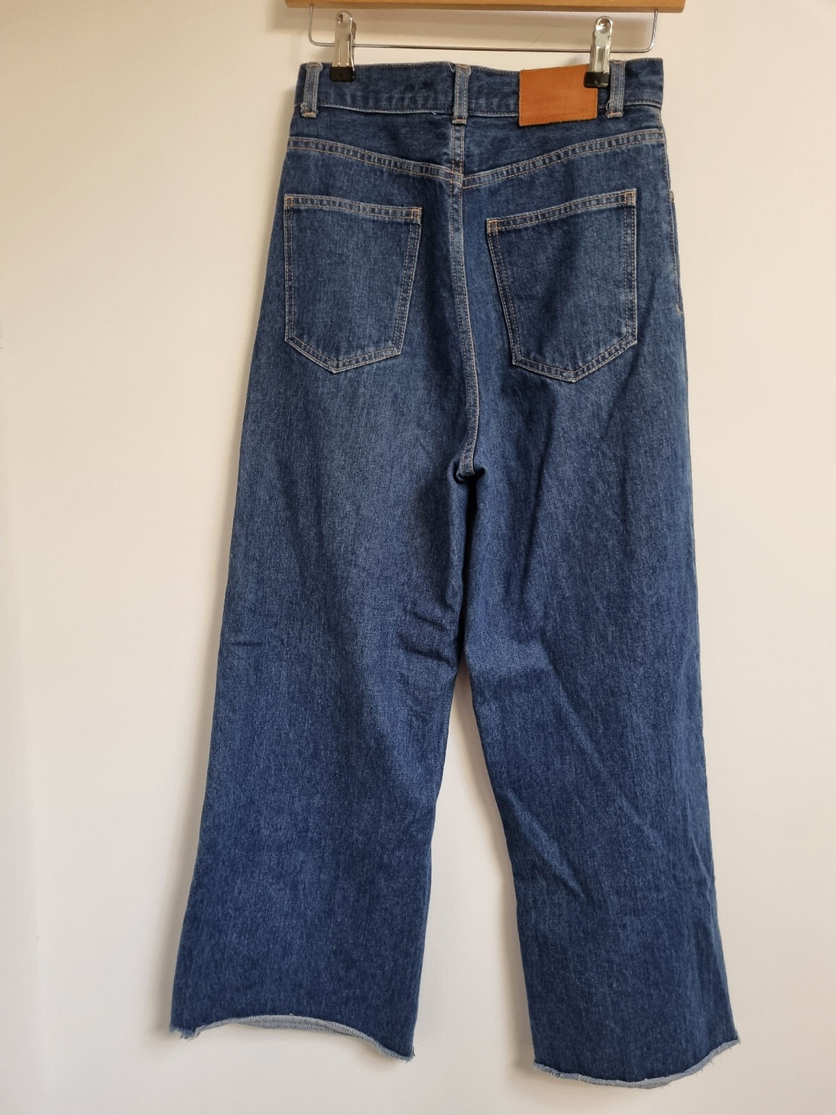 Alicia Pageboy Jeans Size S Waist 27 in Wide Leg Button Fly Raw Hem