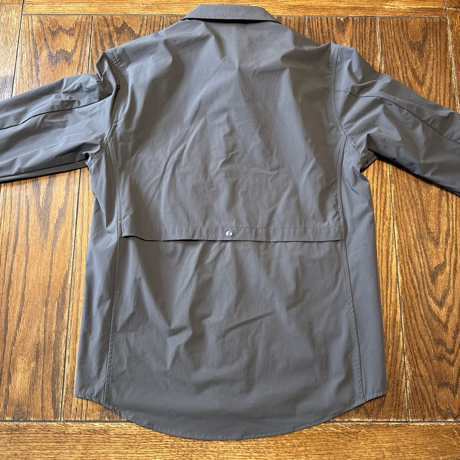 VRST Mens Small Packable Shirt Jacket Snap Button Up Gray Zip Chest Pocket