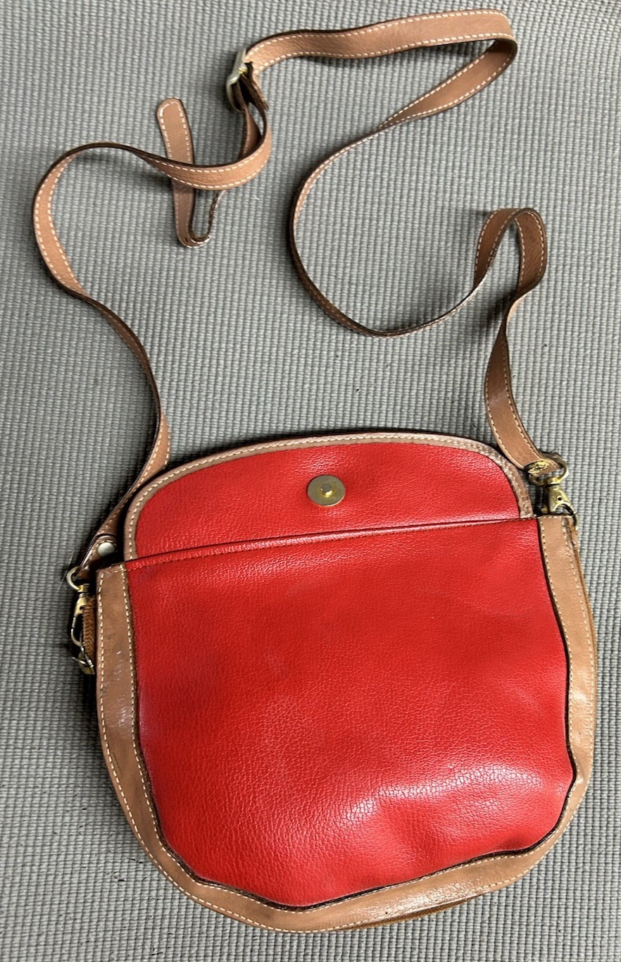 Vtg Italian Blue Or Red Italian Leather Crossbody Bag Saddle Handbag By I Santi
