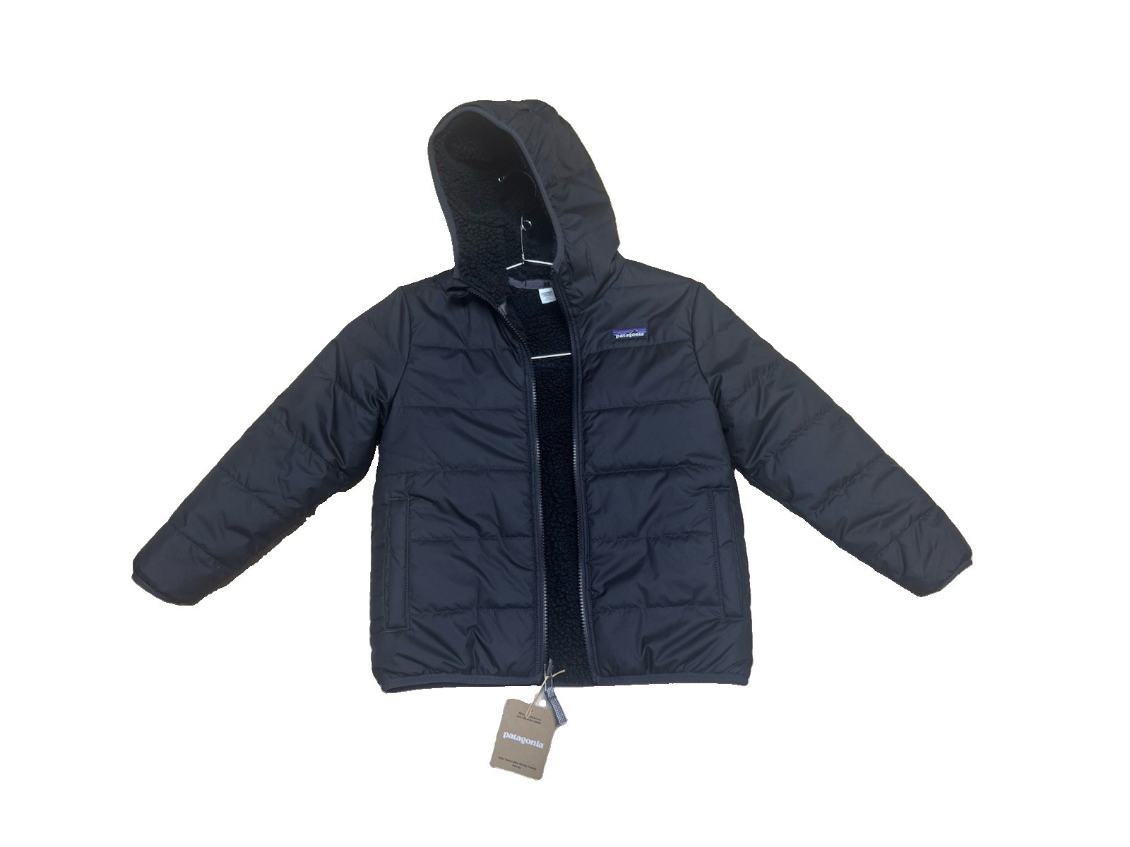 NWT Patagonia Kids Reversible Ready Freddy Hoody Size XS 5-6 Ink Black