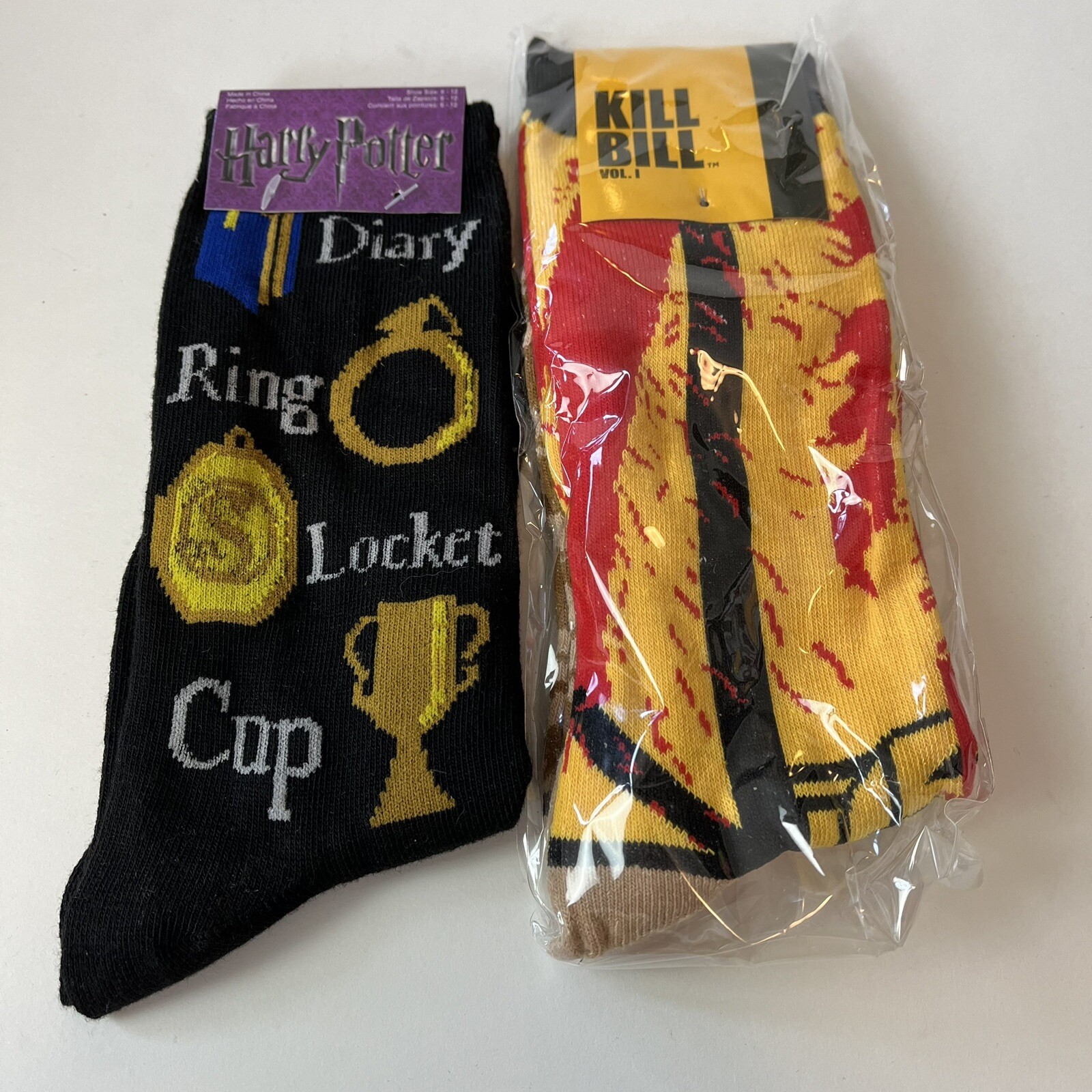 Kill Bill Vol 1 – The Bride Costume Socks + Harry Potter Socks Lot Of 2 New
