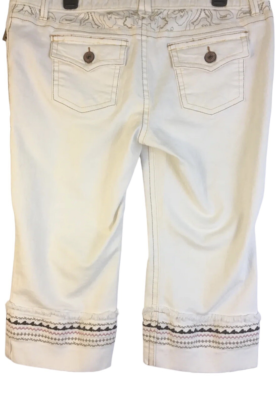 Old Navy MATERNITY Cropped Jeans Sz-10 White Embroidered Stretch No Panel NEW