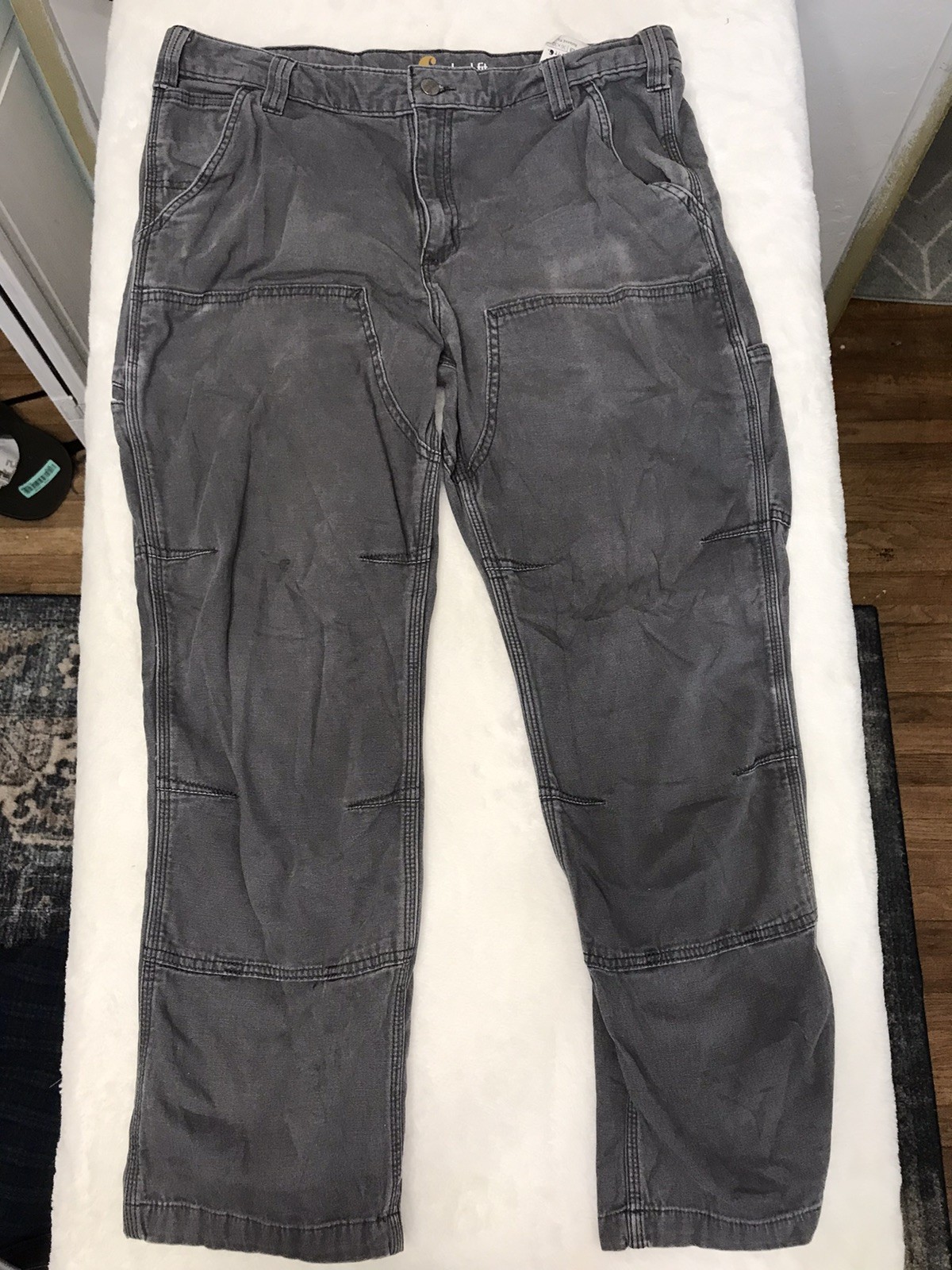 Carhartt RELAXED STRAIGHT RIGBY DOUBLE-FRONT DUNGAREE Gravel Gray Mens 36×30