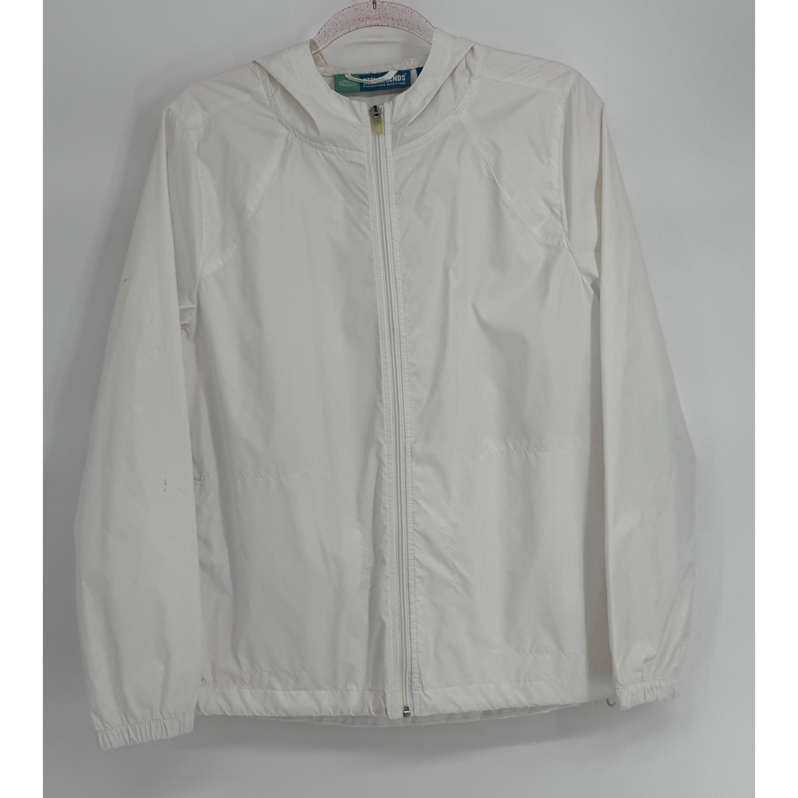 Reel Legends Womens White Nylon Hooded Windbreaker Full Zip Jacket Sz M