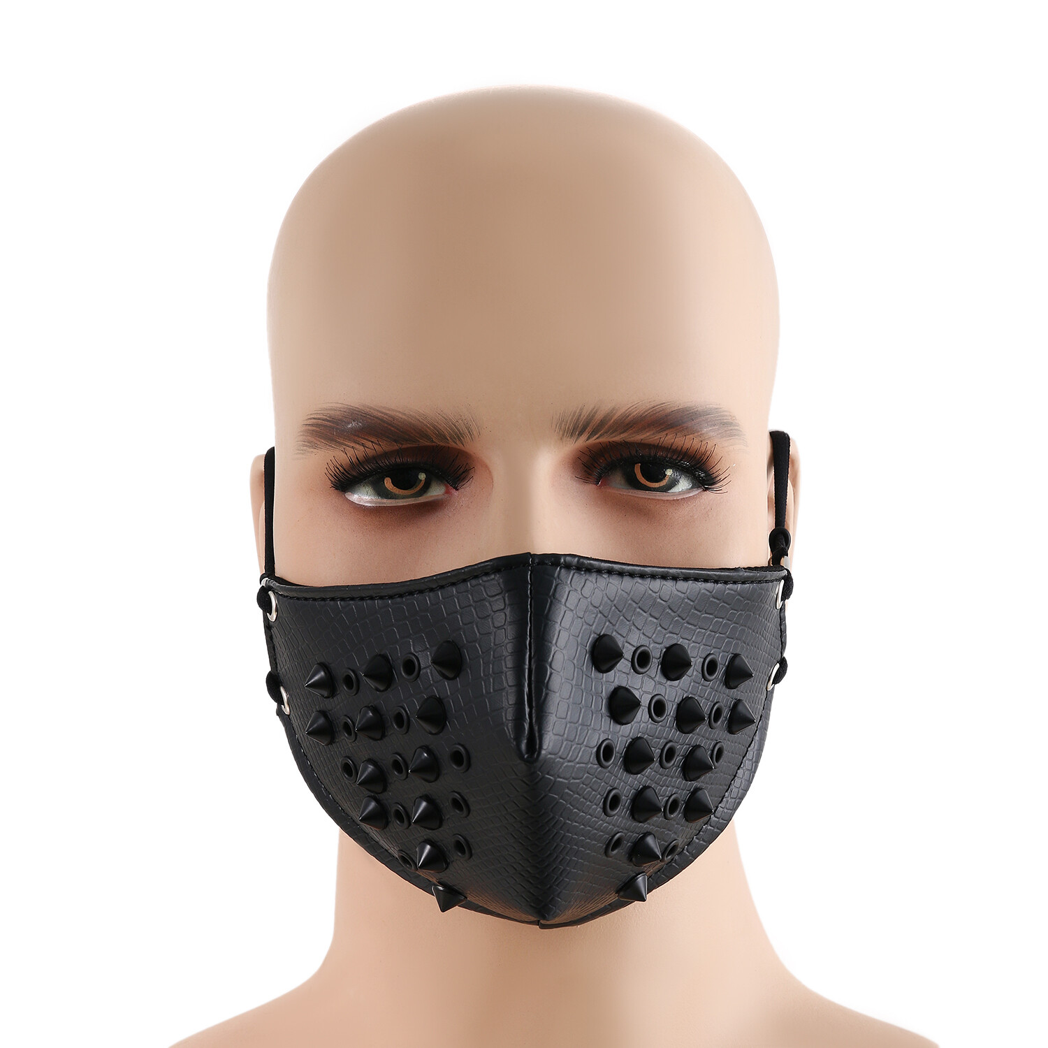 Men’s Punk Leather Rivet Half Face Mouth Mask Outdoors Motorcycle Biker Cosplay