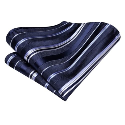Men 63inches Tie Set Extra Long Necktie Paisley Tie Dark Blue White Striped