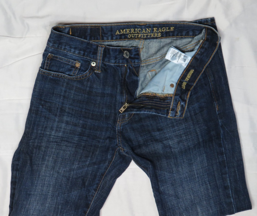 AMERICAN EAGLE AEO BLUE JEAN 28×30 ORIGINAL BOOTCUT 100% COTTON DENIM 2015