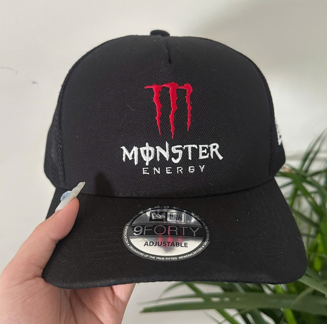 Monster Energy Hat Black Trucker Cap Red M Claw Logo Embroidered Adjustable
