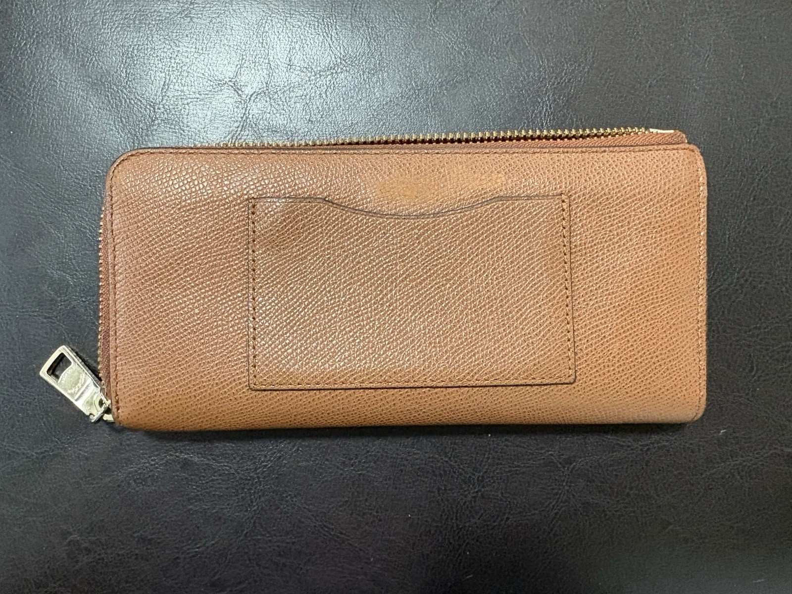Coach 52333 Accordion Zip Wallet Brown Crossgrain Leather Zip Around Wallet