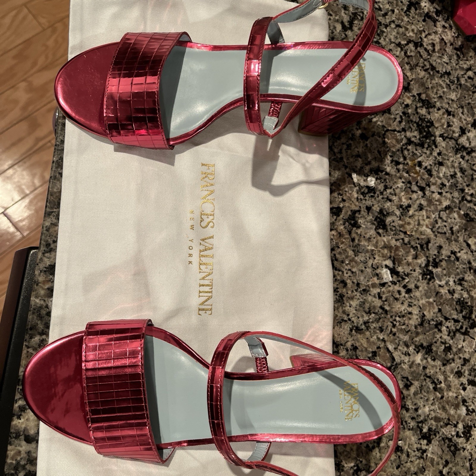 Frances Valentine Hot Pink Block Heels Size 8 1/2 Fits True To Size NWT And Box