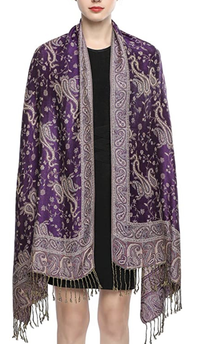 Soft Silky Reversible Paisley Pashmina Shawl Wrap Scarf Stole w/ Fringes 80″x28″